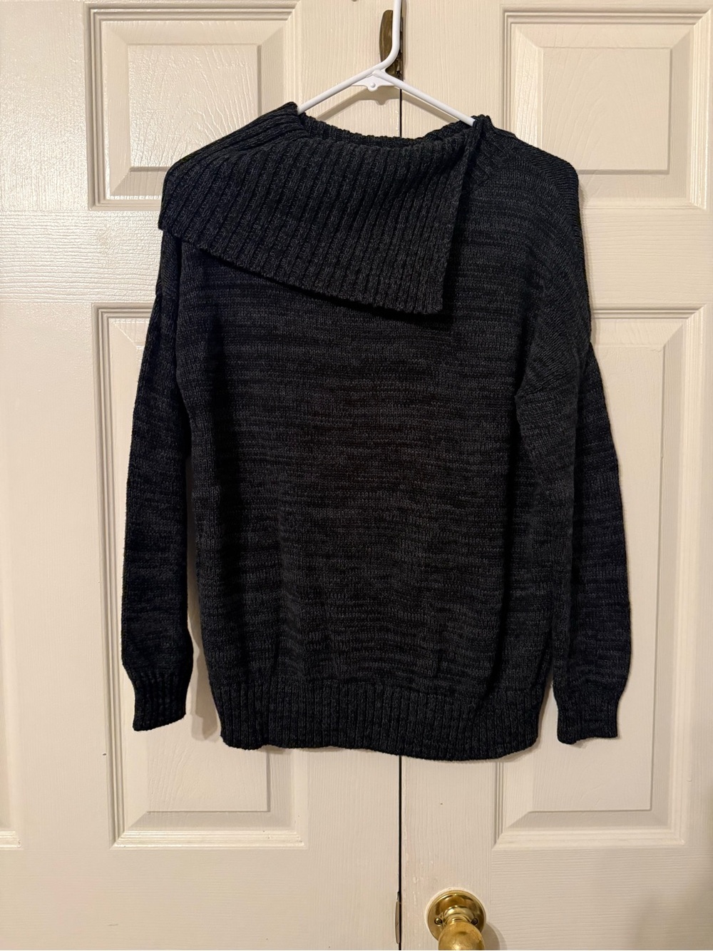 Matty M Women's Charcoal Asymmetric Turtleneck Sweater